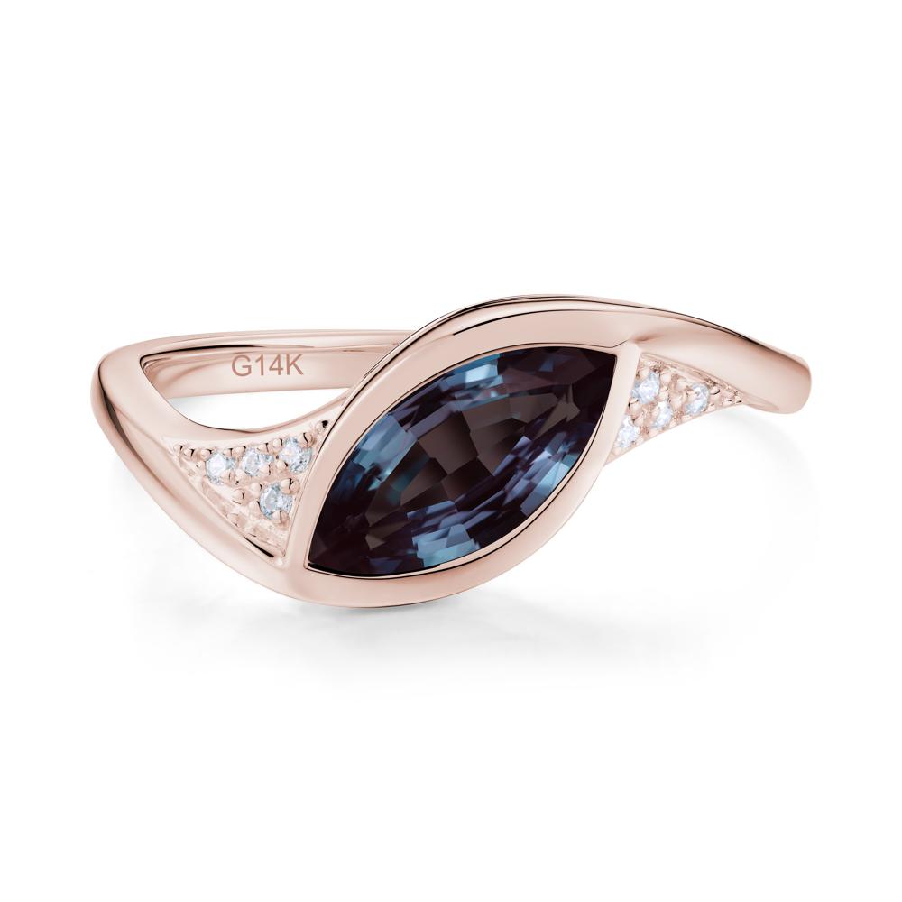 Minimalist Bezel Set Marquise Sapphire Engagement Ring - LUO Jewelry #gemstone_Alexandrite