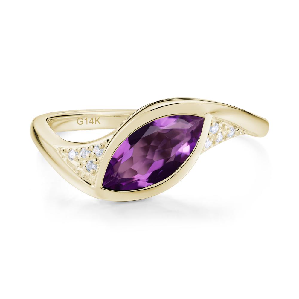 Minimalist Bezel Set Marquise Sapphire Engagement Ring - LUO Jewelry #gemstone_Amethyst