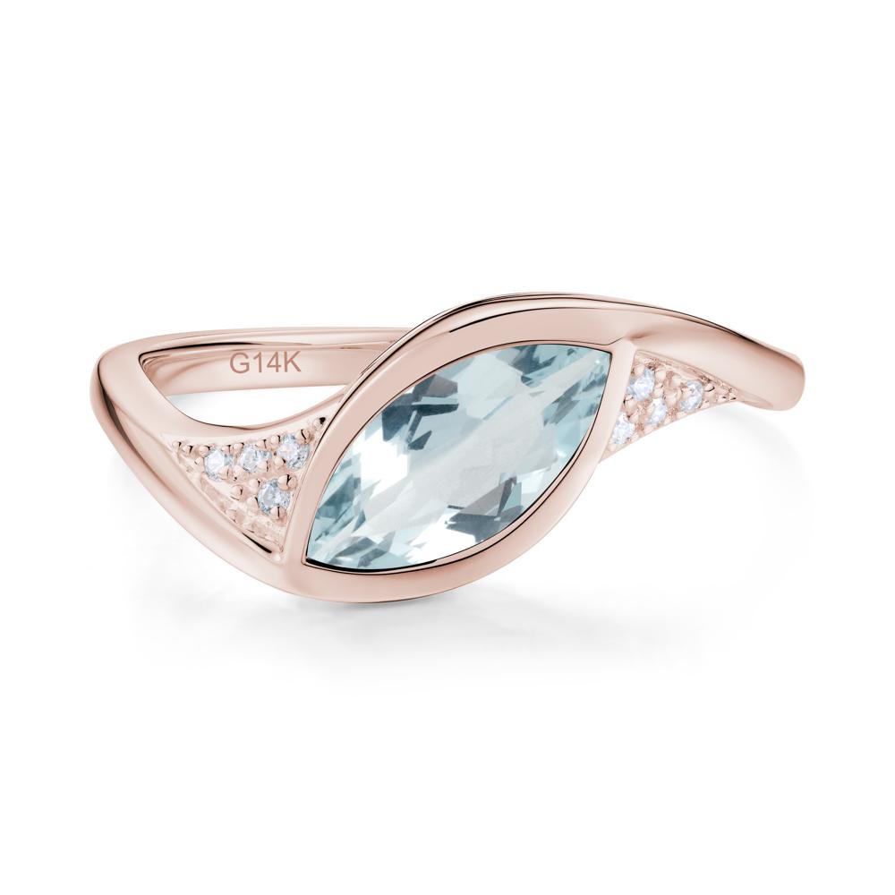 Minimalist Bezel Set Marquise Sapphire Engagement Ring - LUO Jewelry #gemstone_Aquamarine