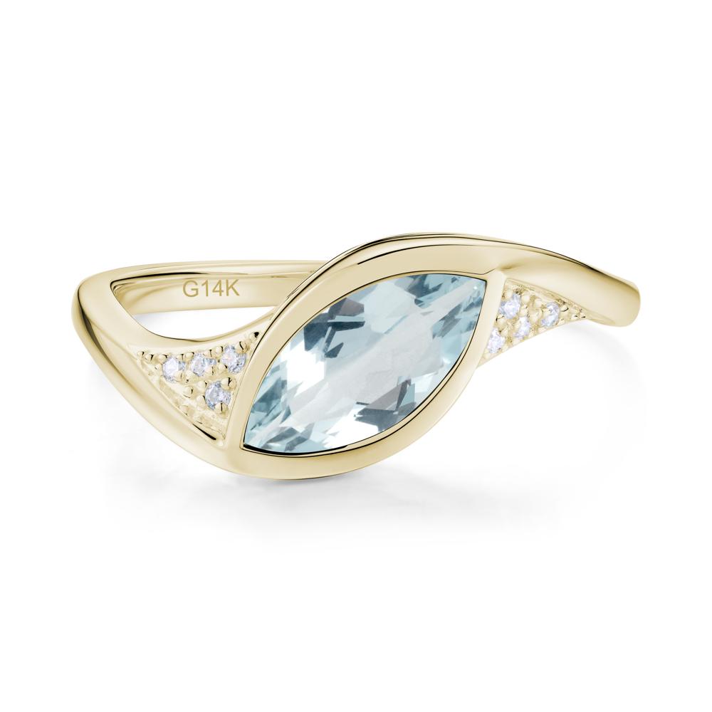 Minimalist Bezel Set Marquise Sapphire Engagement Ring - LUO Jewelry #gemstone_Aquamarine