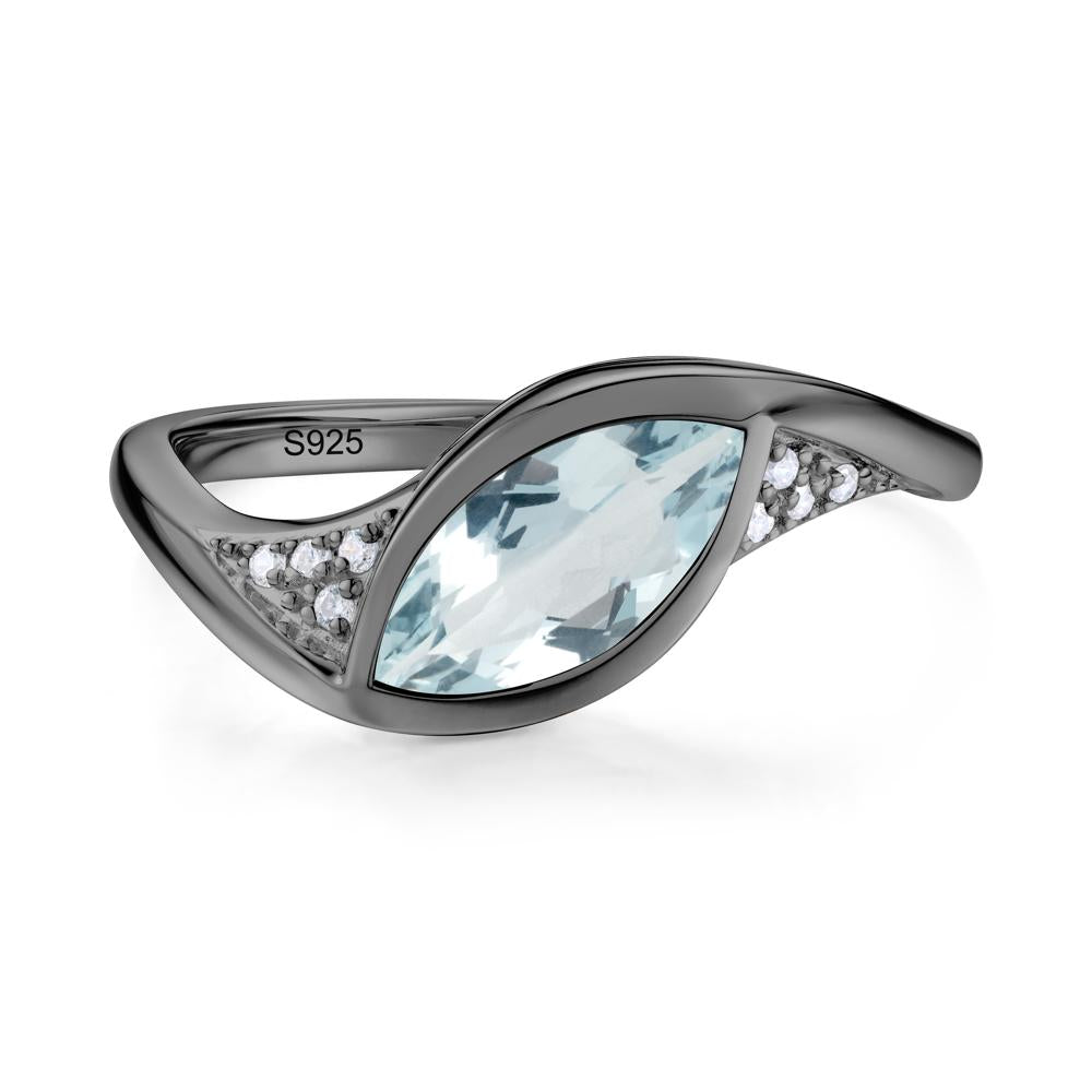 Minimalist Bezel Set Marquise Sapphire Engagement Ring - LUO Jewelry #gemstone_Aquamarine