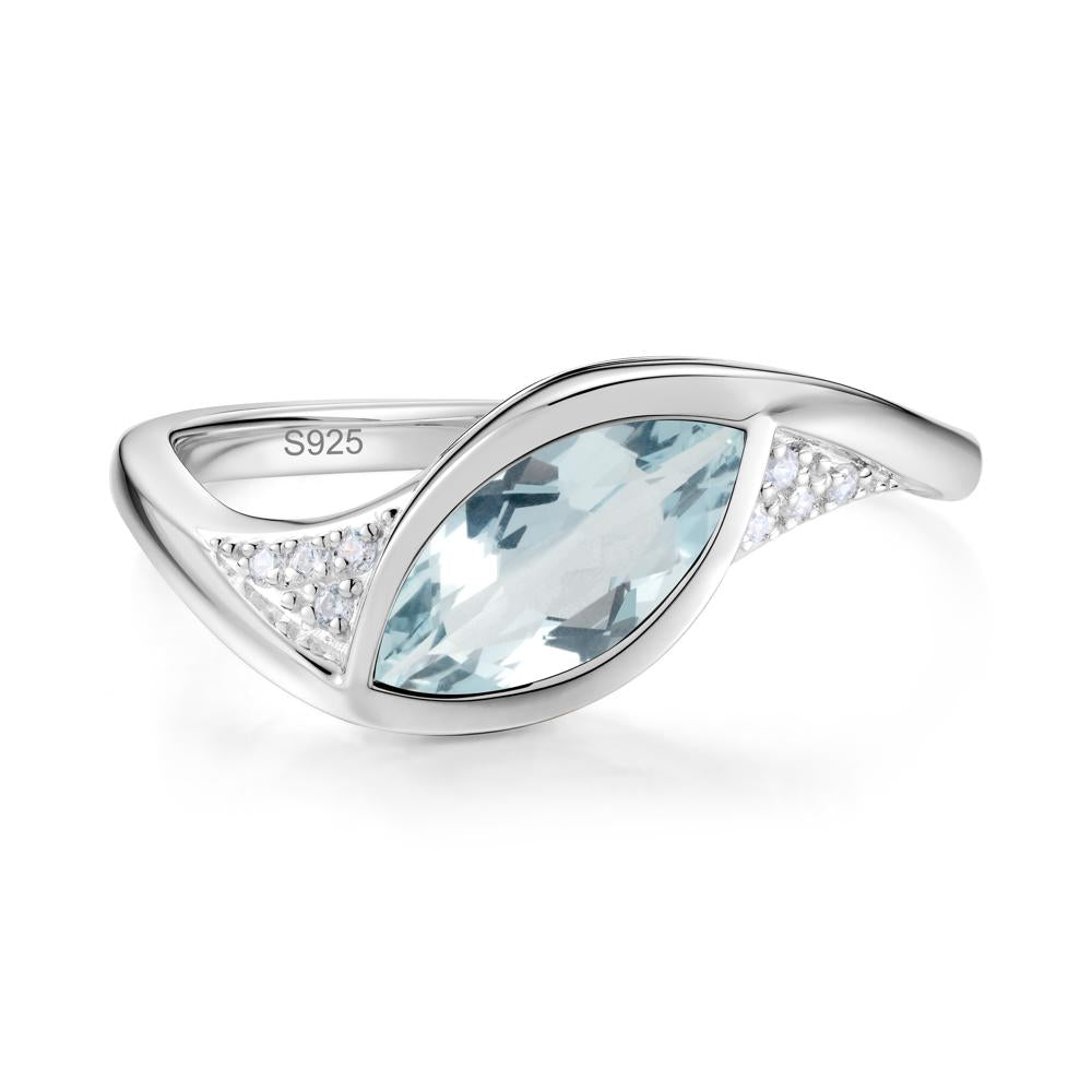 Minimalist Bezel Set Marquise Sapphire Engagement Ring - LUO Jewelry #gemstone_Aquamarine