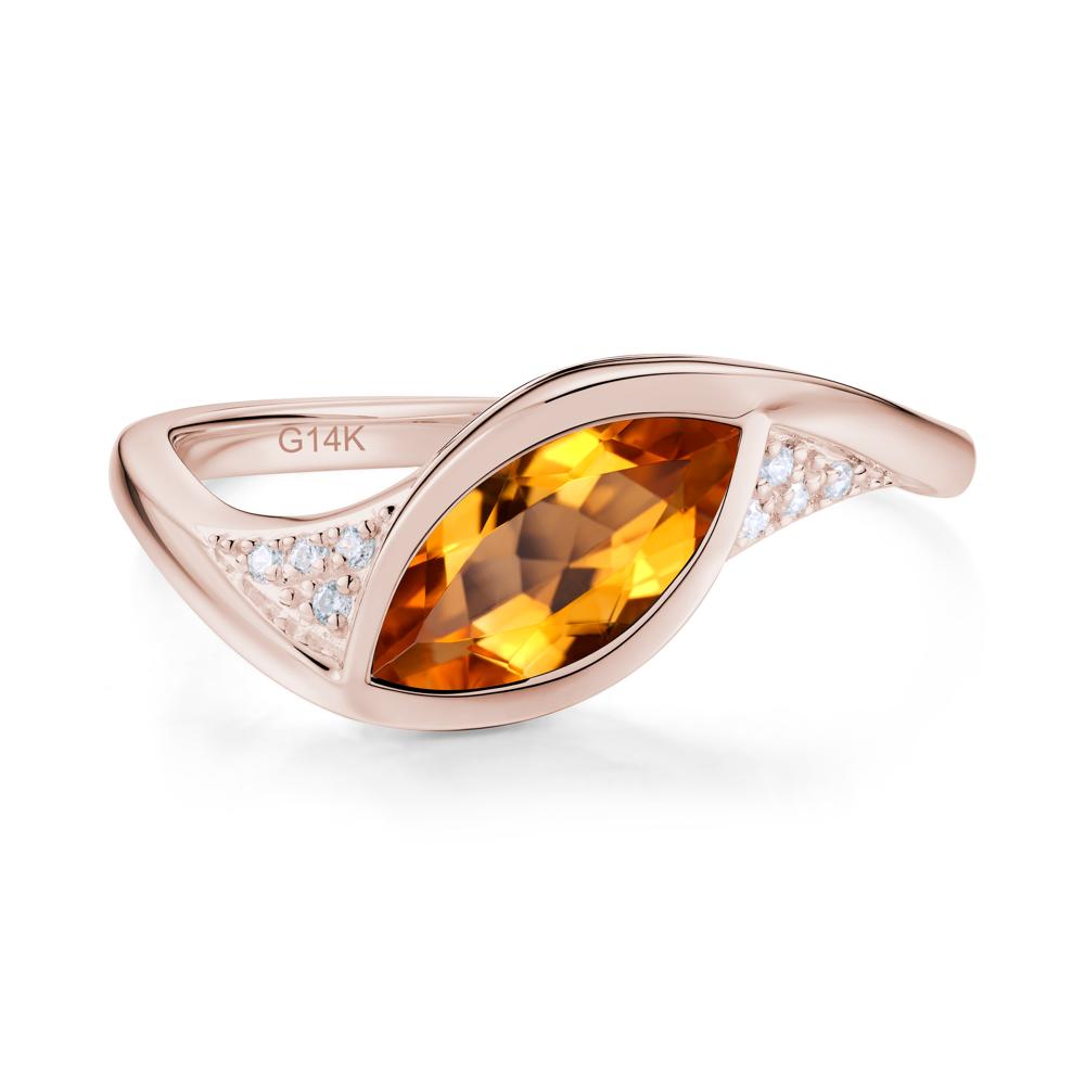 Minimalist Bezel Set Marquise Sapphire Engagement Ring - LUO Jewelry #gemstone_Citrine