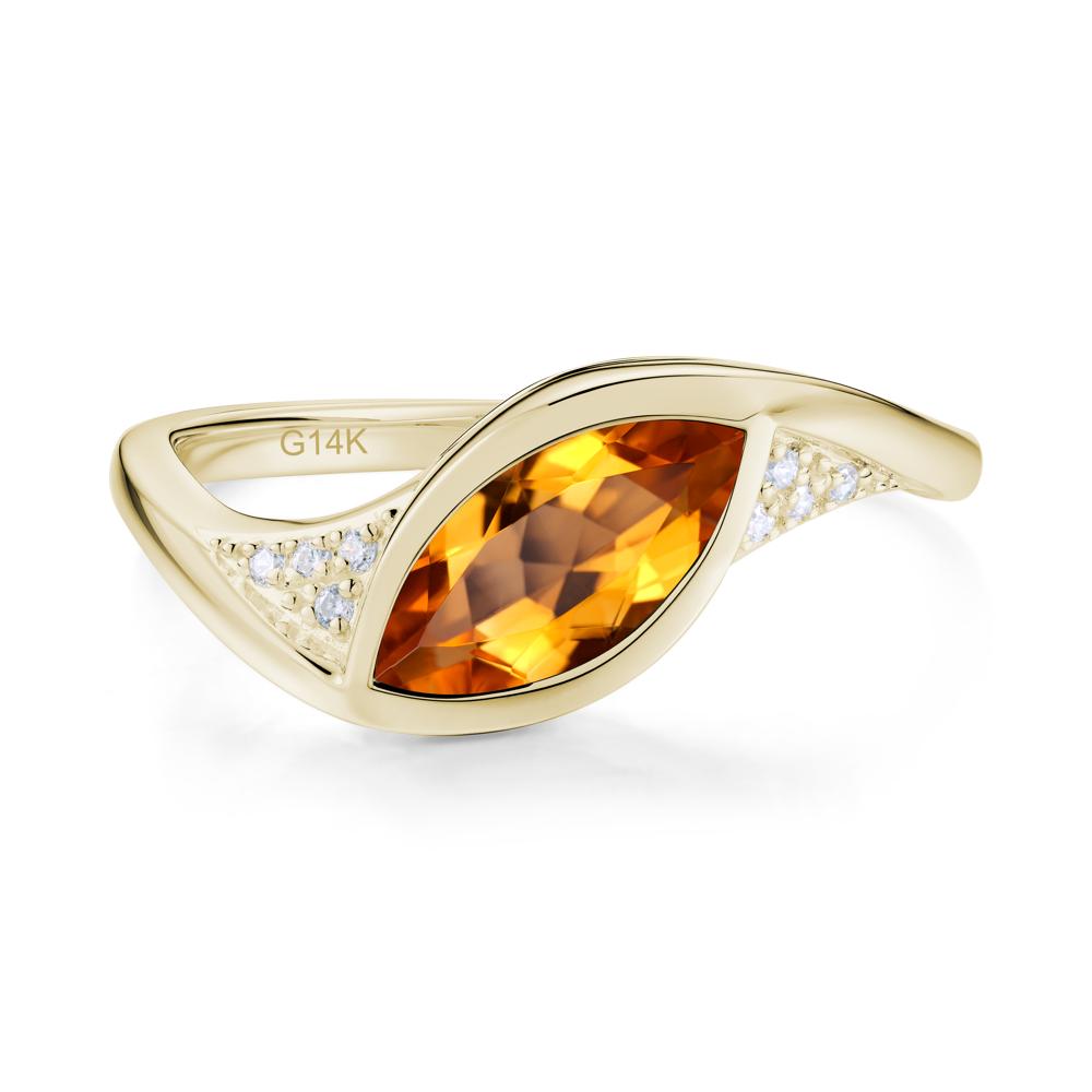 Minimalist Bezel Set Marquise Sapphire Engagement Ring - LUO Jewelry #gemstone_Citrine