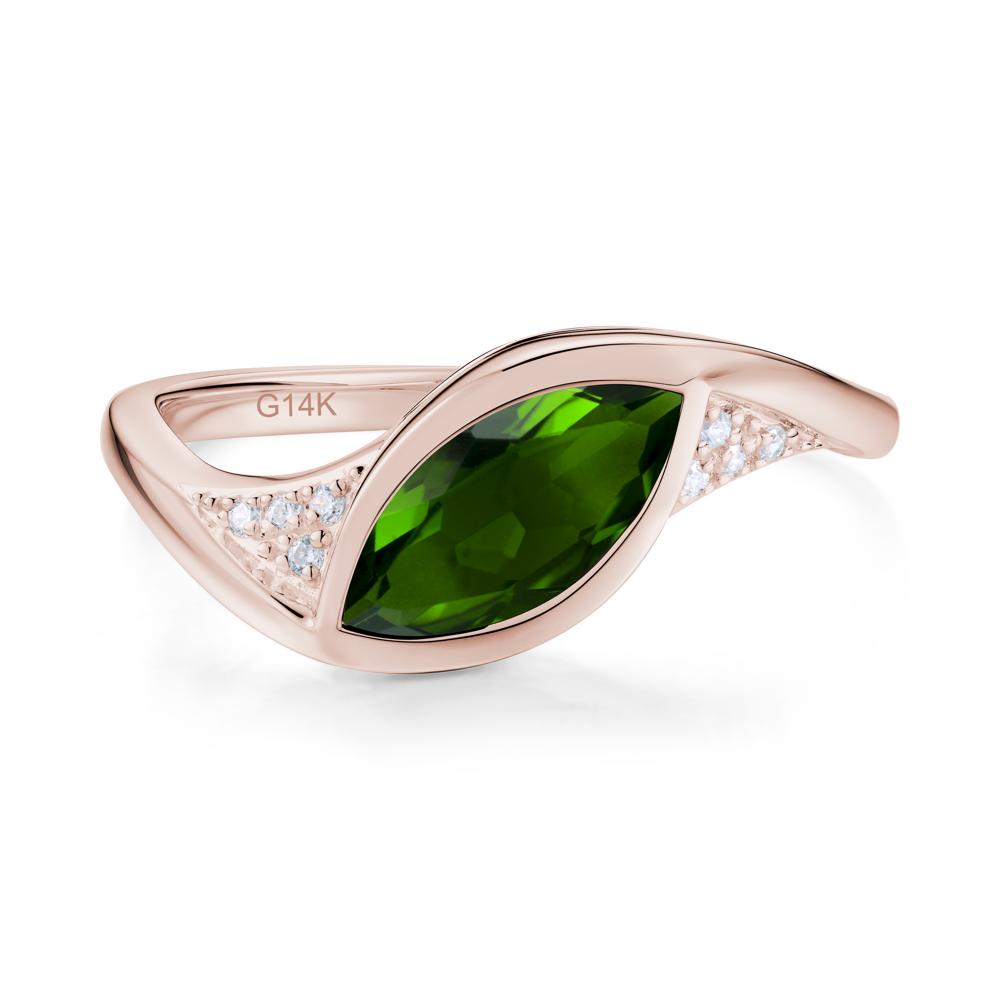 Minimalist Bezel Set Marquise Sapphire Engagement Ring - LUO Jewelry #gemstone_Diopside