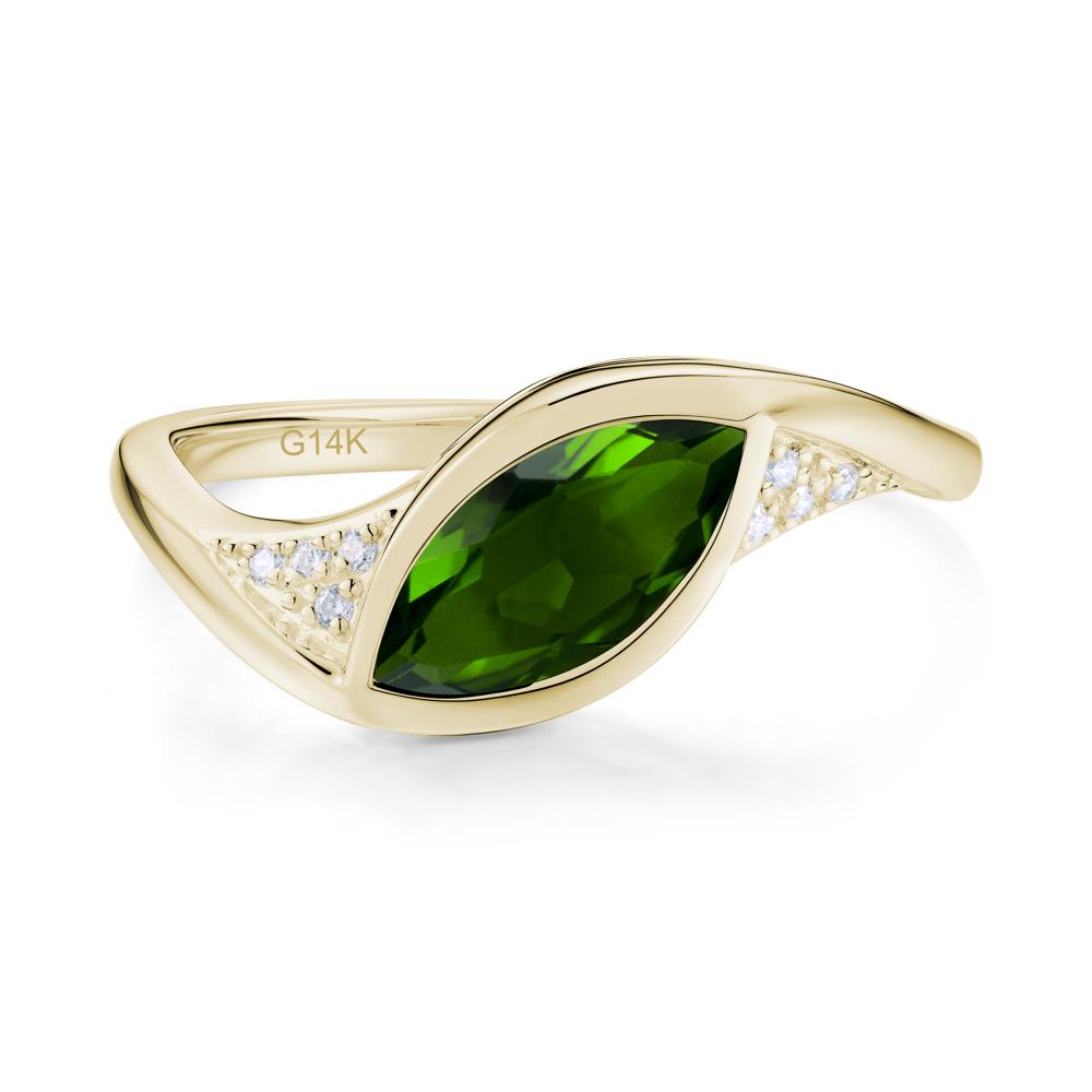 Minimalist Bezel Set Marquise Sapphire Engagement Ring - LUO Jewelry #gemstone_Diopside