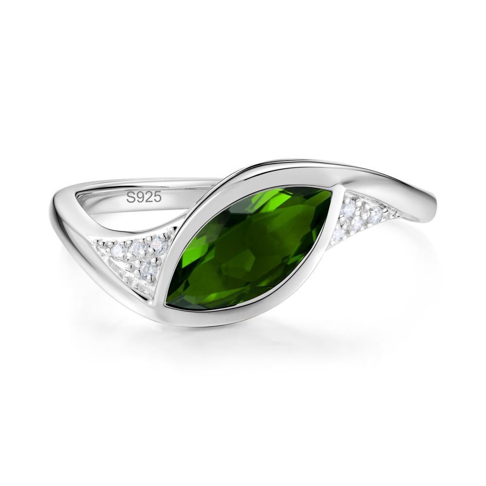 Minimalist Bezel Set Marquise Sapphire Engagement Ring - LUO Jewelry #gemstone_Diopside