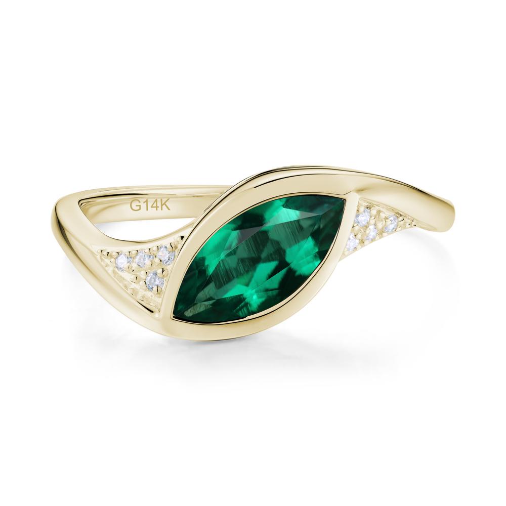 Minimalist Bezel Set Marquise Sapphire Engagement Ring - LUO Jewelry #gemstone_Emerald