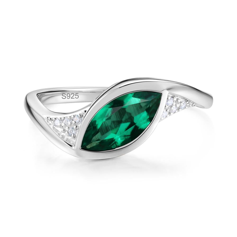 Minimalist Bezel Set Marquise Sapphire Engagement Ring - LUO Jewelry #gemstone_Emerald