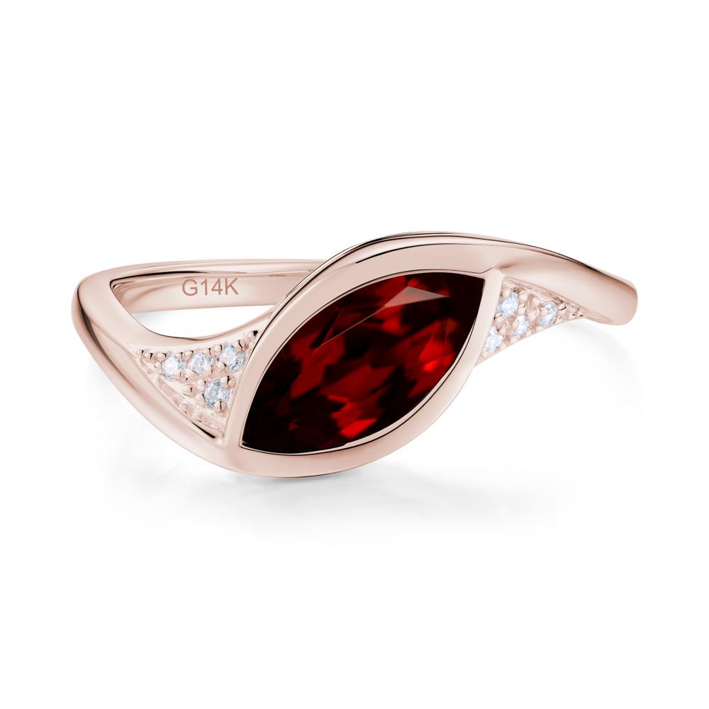 Minimalist Bezel Set Marquise Sapphire Engagement Ring - LUO Jewelry #gemstone_Garnet