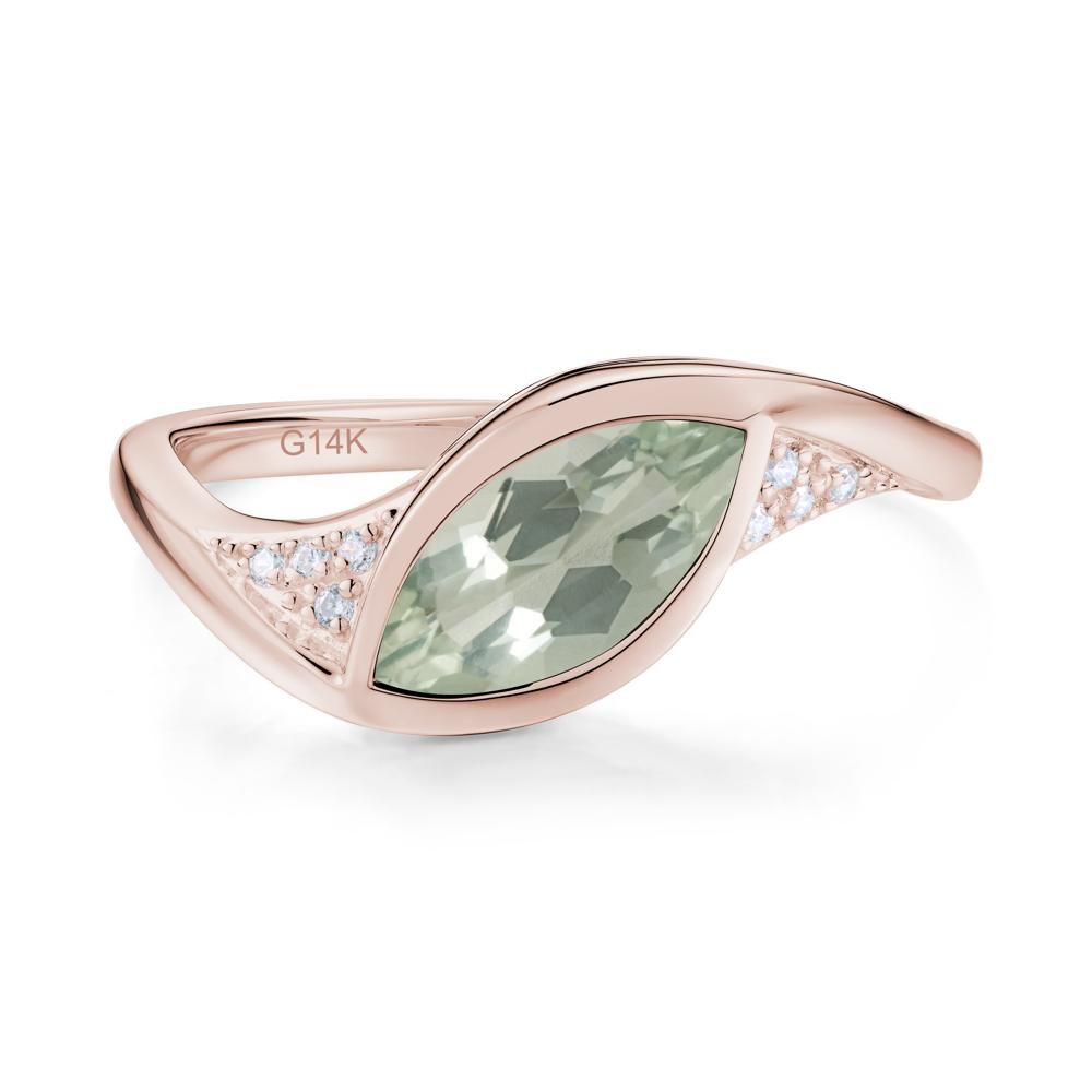 Minimalist Bezel Set Marquise Sapphire Engagement Ring - LUO Jewelry #gemstone_Green Amethyst