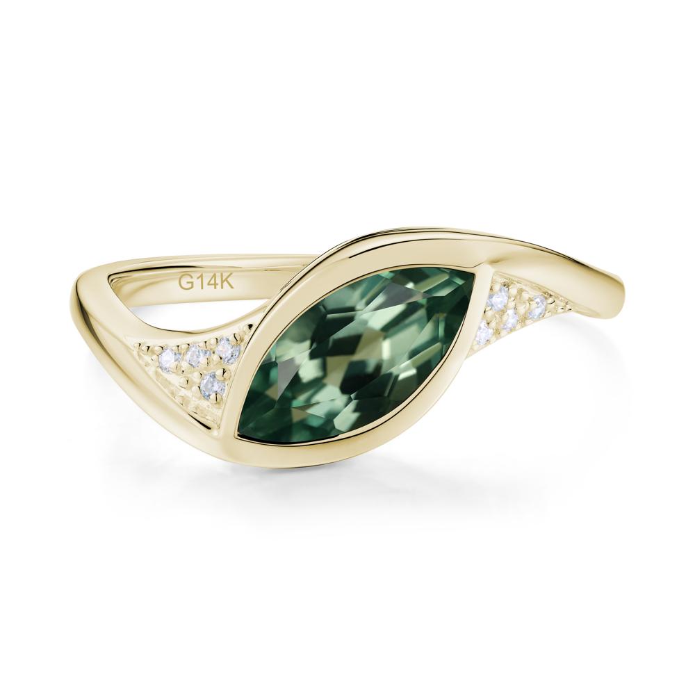 Minimalist Bezel Set Marquise Sapphire Engagement Ring - LUO Jewelry #gemstone_Green Sapphire