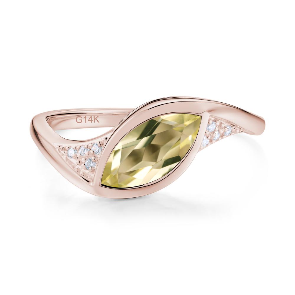 Minimalist Bezel Set Marquise Sapphire Engagement Ring - LUO Jewelry #gemstone_Lemon Quartz