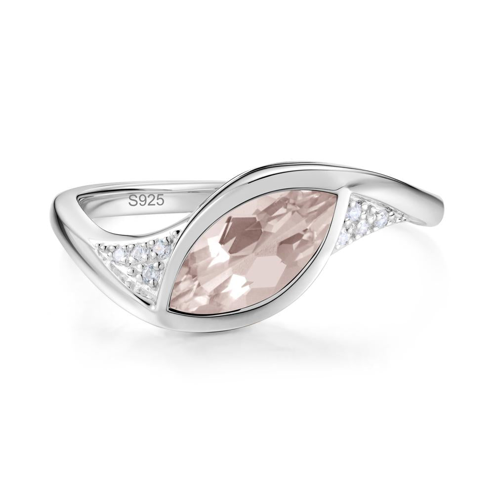 Minimalist Bezel Set Marquise Sapphire Engagement Ring - LUO Jewelry #gemstone_Morganite