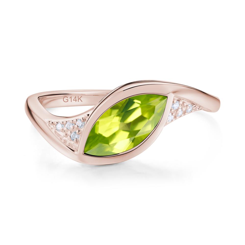 Minimalist Bezel Set Marquise Sapphire Engagement Ring - LUO Jewelry #gemstone_Peridot