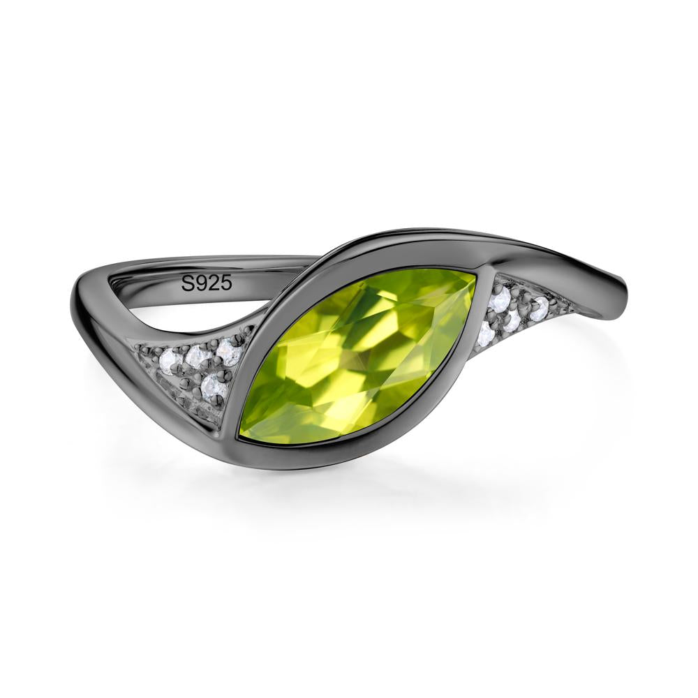 Minimalist Bezel Set Marquise Sapphire Engagement Ring - LUO Jewelry #gemstone_Peridot