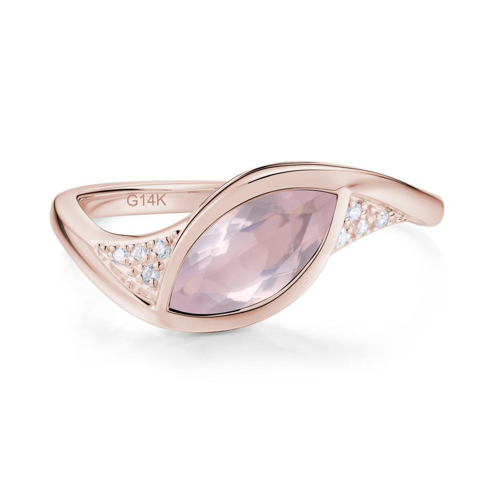 Minimalist Bezel Set Marquise Sapphire Engagement Ring - LUO Jewelry #gemstone_Rose Quartz