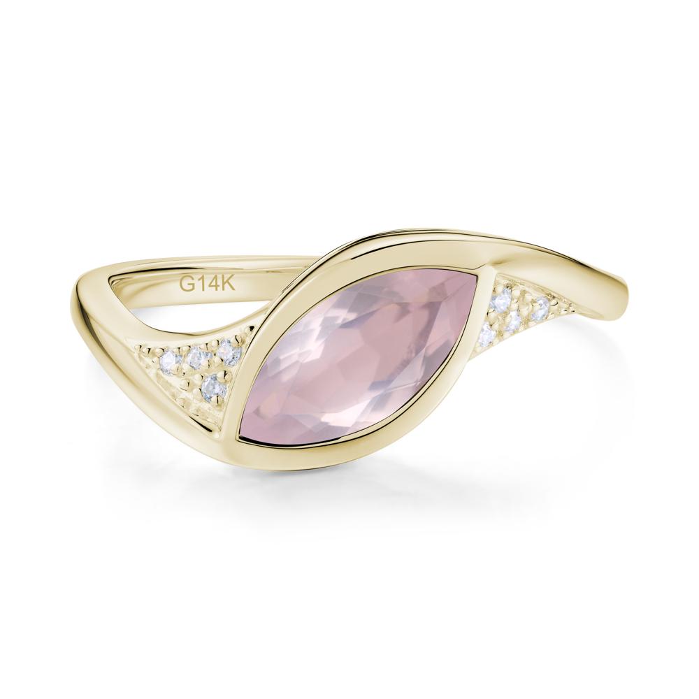 Minimalist Bezel Set Marquise Sapphire Engagement Ring - LUO Jewelry #gemstone_Rose Quartz