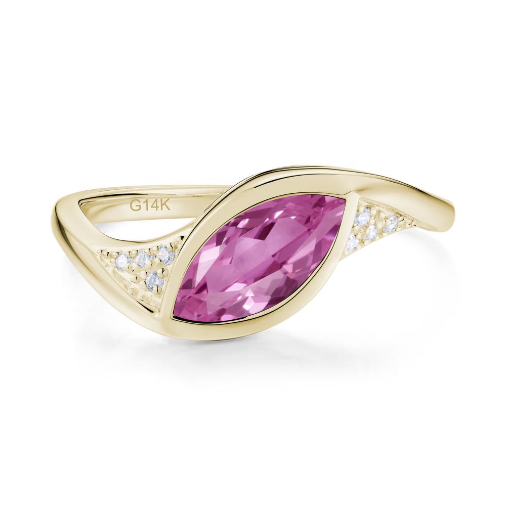 Minimalist Bezel Set Marquise Sapphire Engagement Ring - LUO Jewelry #gemstone_Pink Sapphire