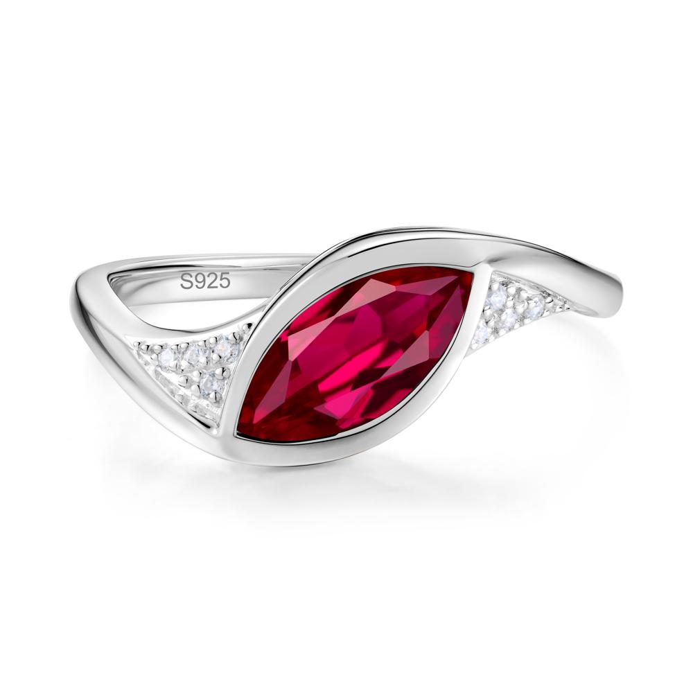 Minimalist Bezel Set Marquise Sapphire Engagement Ring - LUO Jewelry #gemstone_Ruby
