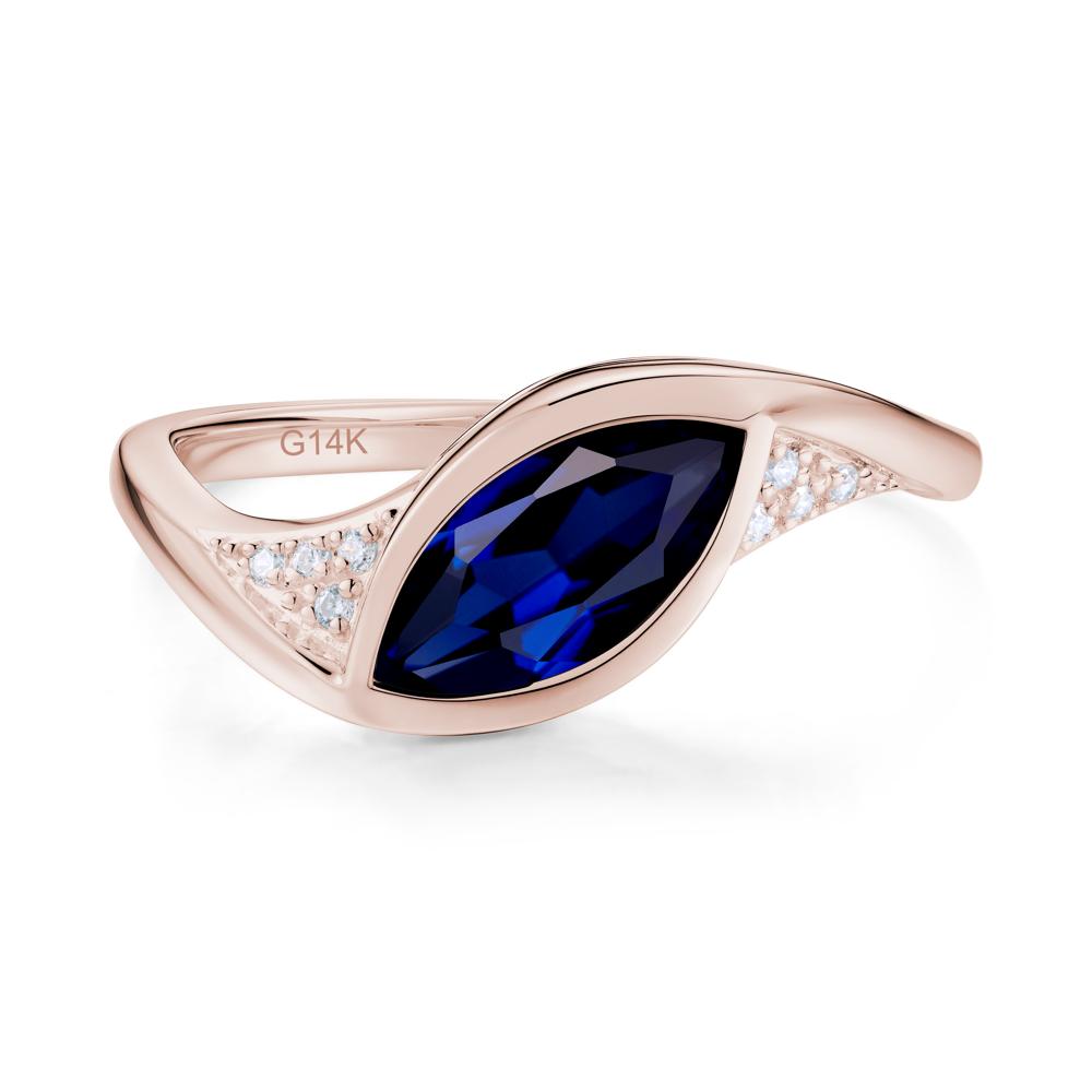 Minimalist Bezel Set Marquise Sapphire Engagement Ring - LUO Jewelry #gemstone_Sapphire