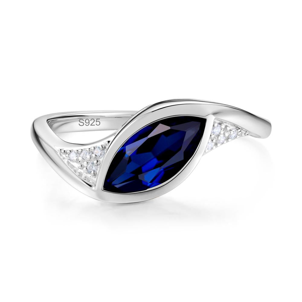 Minimalist Bezel Set Marquise Sapphire Engagement Ring - LUO Jewelry #gemstone_Sapphire