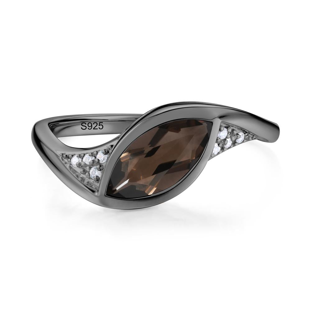 Minimalist Bezel Set Marquise Sapphire Engagement Ring - LUO Jewelry #gemstone_Smoky Quartz