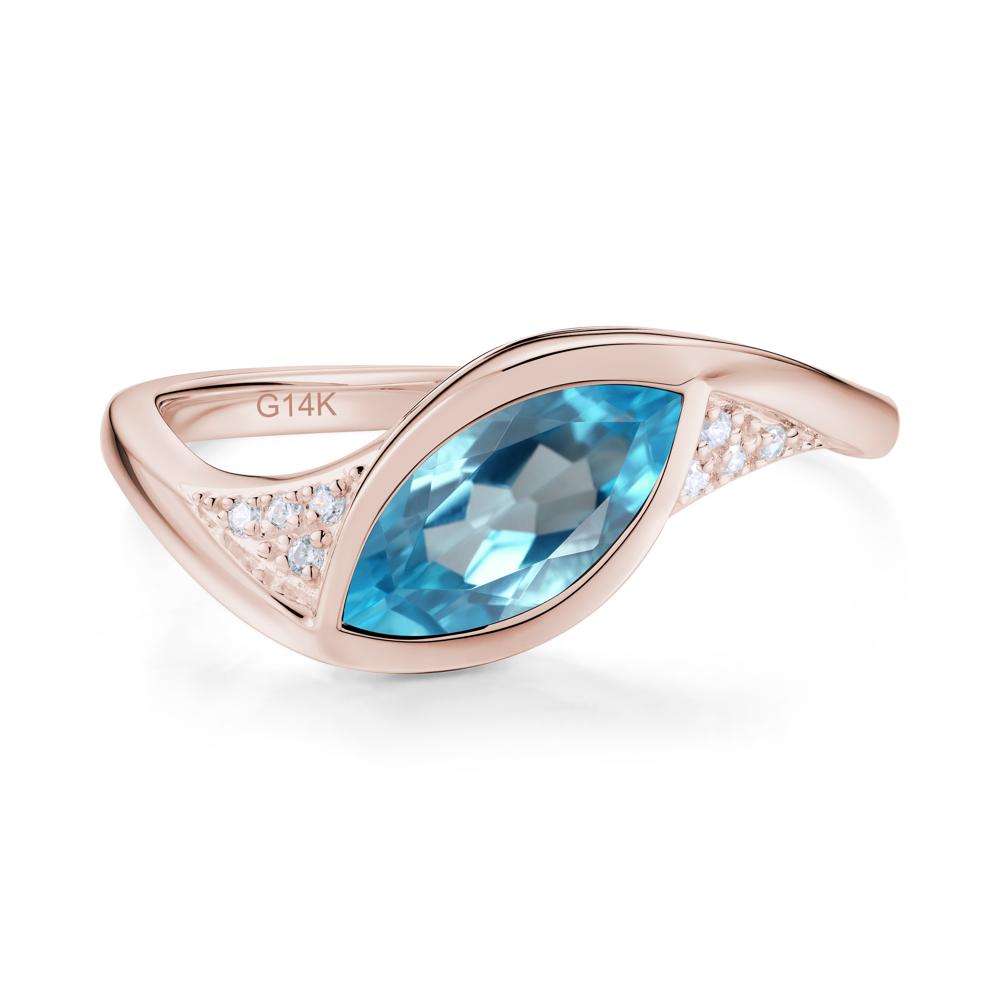 Minimalist Bezel Set Marquise Sapphire Engagement Ring - LUO Jewelry #gemstone_Swiss Blue Topaz