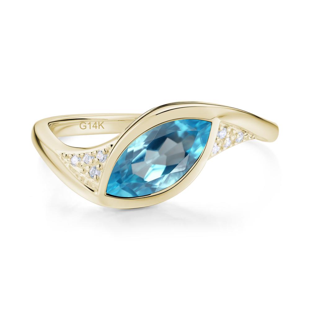 Minimalist Bezel Set Marquise Sapphire Engagement Ring - LUO Jewelry #gemstone_Swiss Blue Topaz