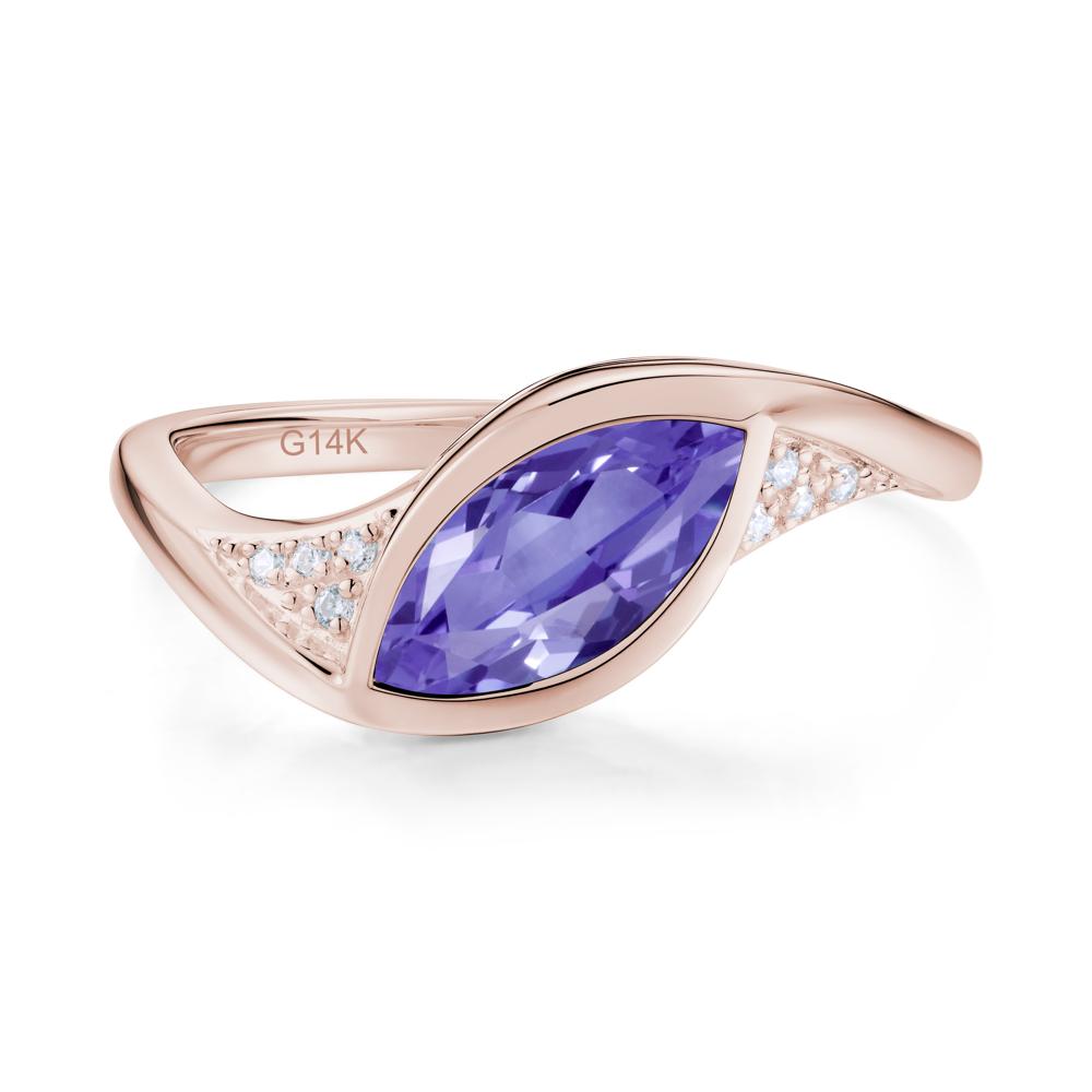 Minimalist Bezel Set Marquise Sapphire Engagement Ring - LUO Jewelry #gemstone_Tanzanite