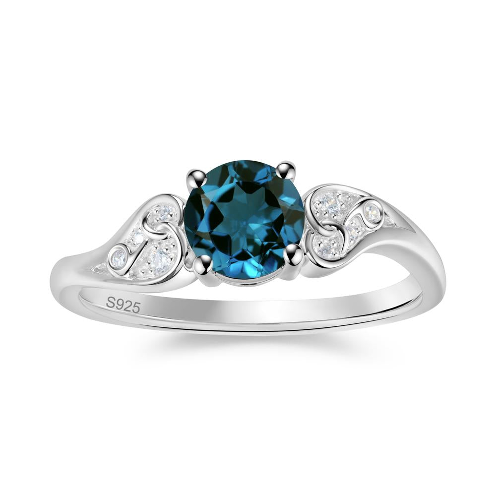 Vintage Heart Knot Design Sapphire Ring - LUO Jewelry #gemstone_London Blue Topaz