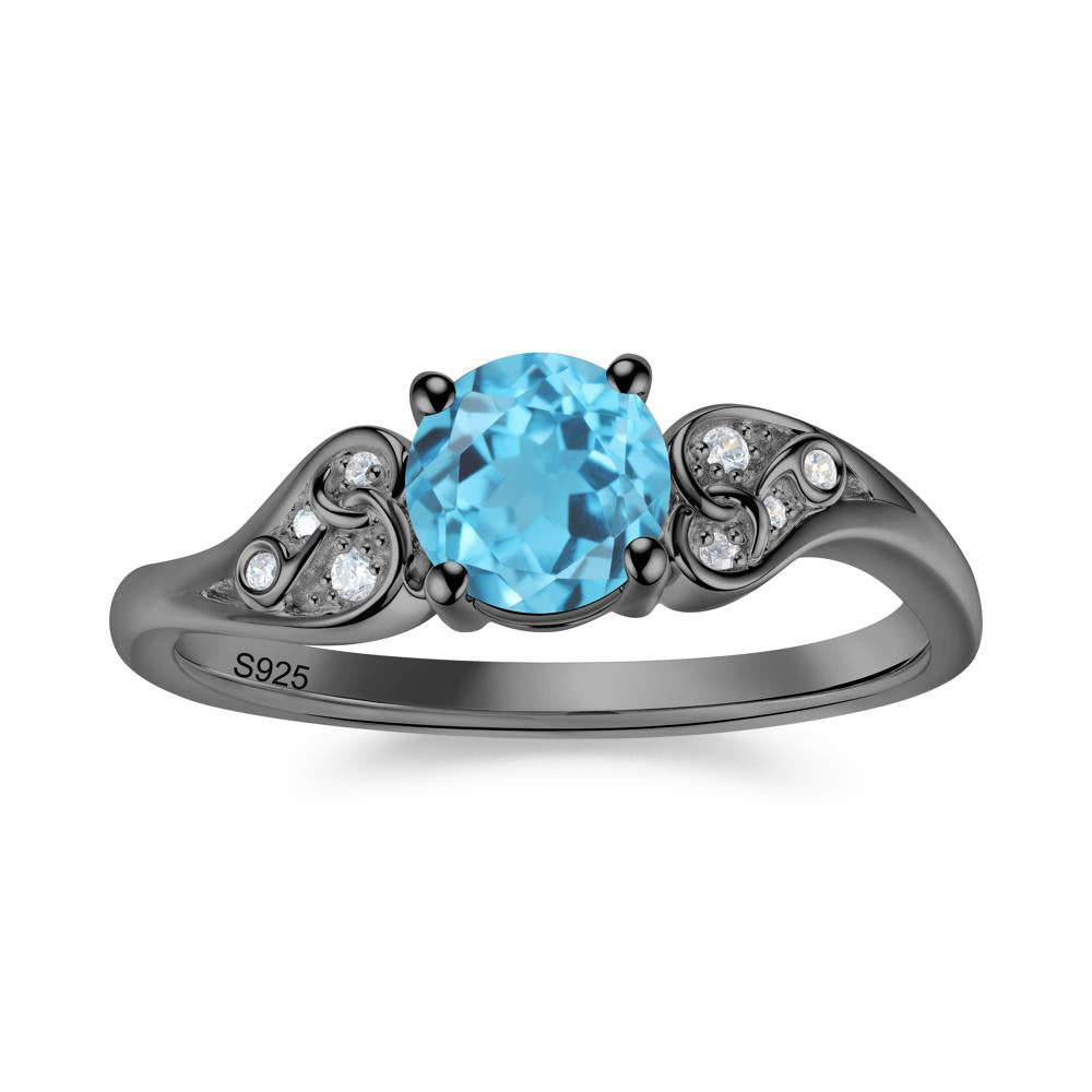 Vintage Heart Knot Design Sapphire Ring - LUO Jewelry #gemstone_Swiss Blue Topaz