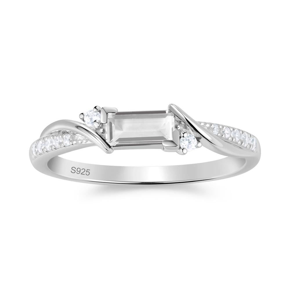Twisted Vine Baguette Alexandrite Promise Ring - LUO Jewelry #gemstone_White Topaz
