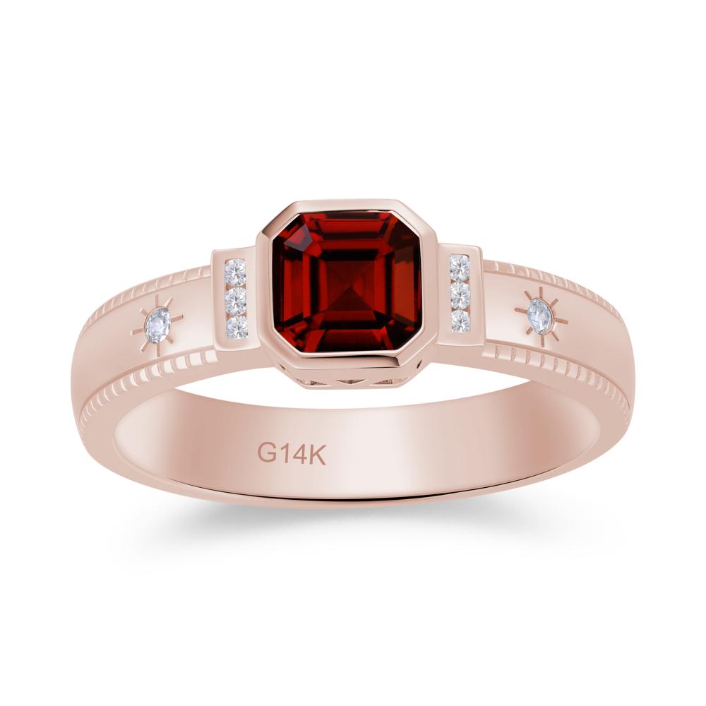 Vintage Asscher Cut Engraved Star Peridot Ring - LUO Jewelry #gemstone_Garnet