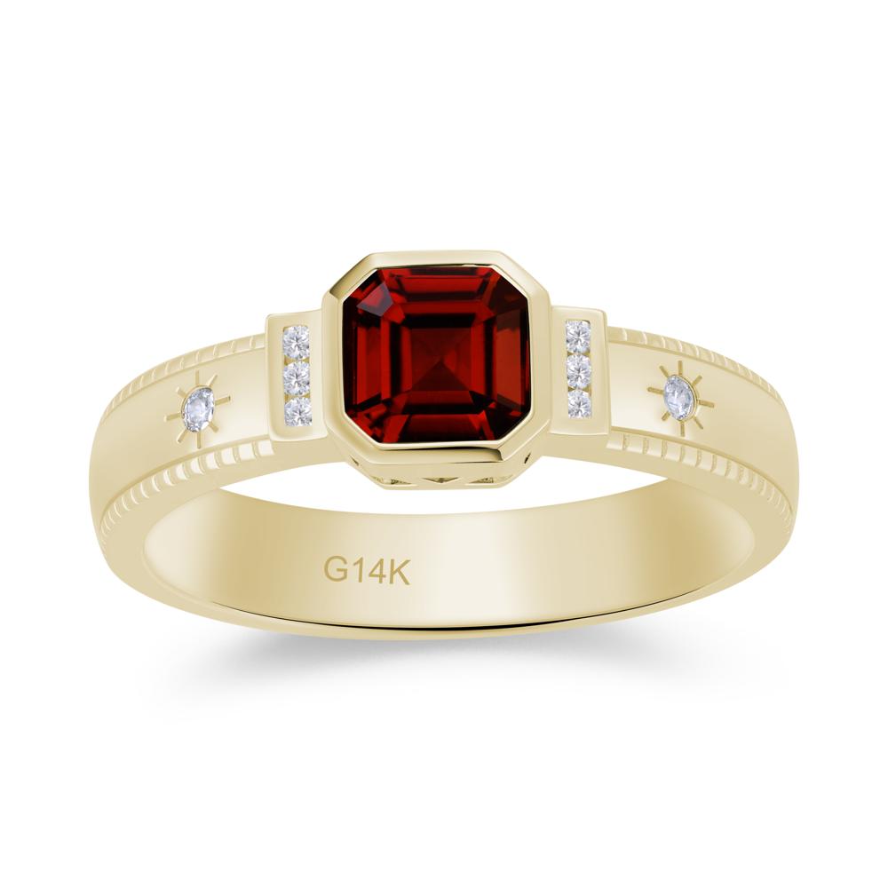 Vintage Asscher Cut Engraved Star Peridot Ring - LUO Jewelry #gemstone_Garnet