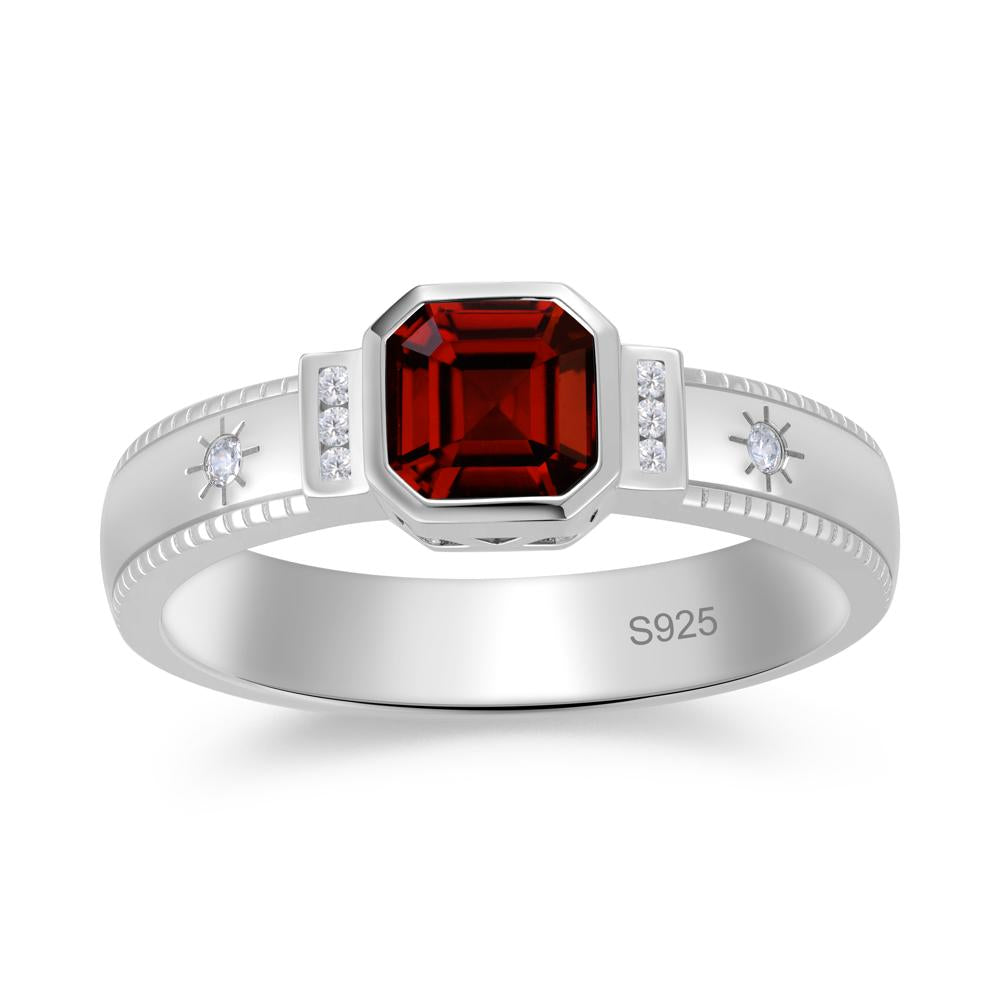 Vintage Asscher Cut Engraved Star Peridot Ring - LUO Jewelry #gemstone_Garnet