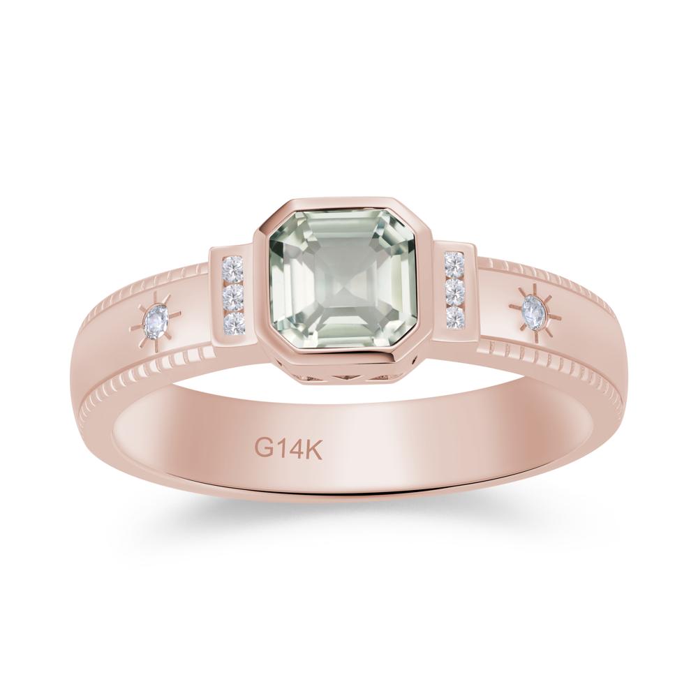 Vintage Asscher Cut Engraved Star Peridot Ring - LUO Jewelry #gemstone_Green Amethyst