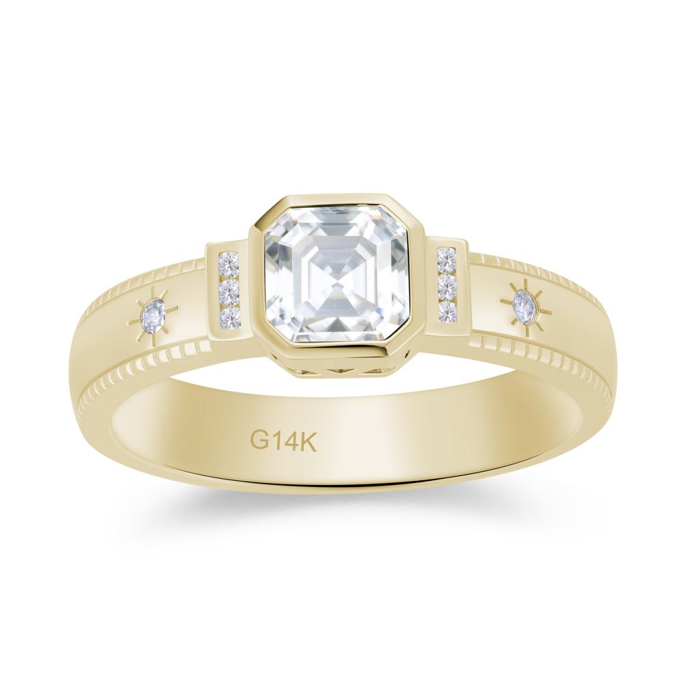 Vintage Asscher Cut Engraved Star Peridot Ring - LUO Jewelry #gemstone_Moissanite