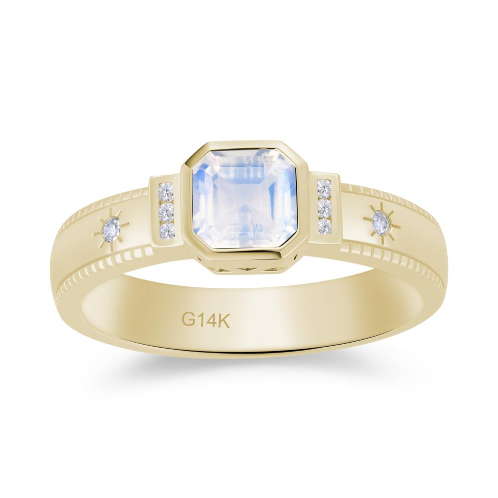 Vintage Asscher Cut Engraved Star Peridot Ring - LUO Jewelry #gemstone_Moonstone