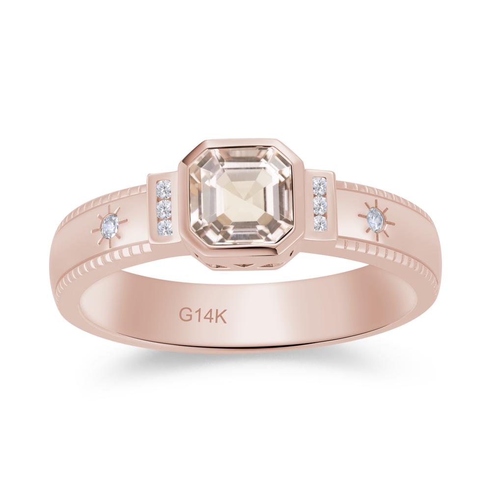 Vintage Asscher Cut Engraved Star Peridot Ring - LUO Jewelry #gemstone_Morganite