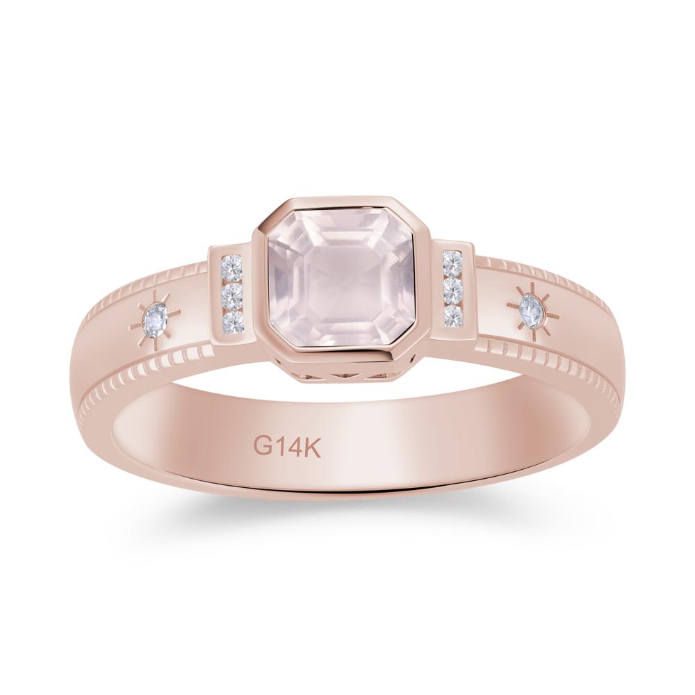 Vintage Asscher Cut Engraved Star Peridot Ring - LUO Jewelry #gemstone_Rose Quartz