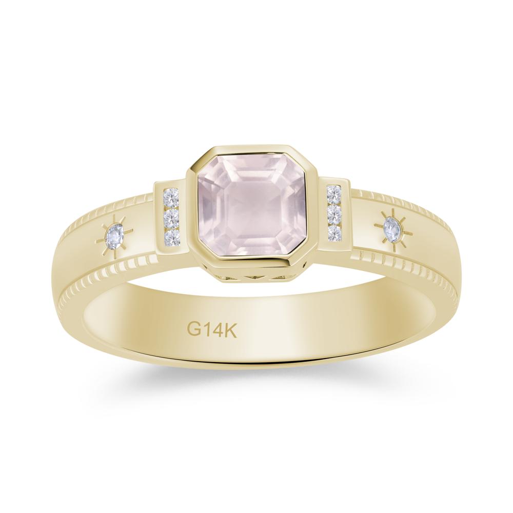 Vintage Asscher Cut Engraved Star Peridot Ring - LUO Jewelry #gemstone_Rose Quartz
