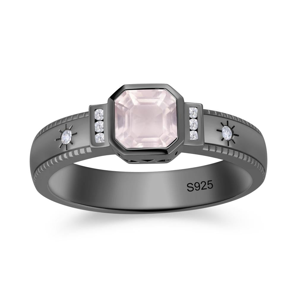 Vintage Asscher Cut Engraved Star Peridot Ring - LUO Jewelry #gemstone_Rose Quartz