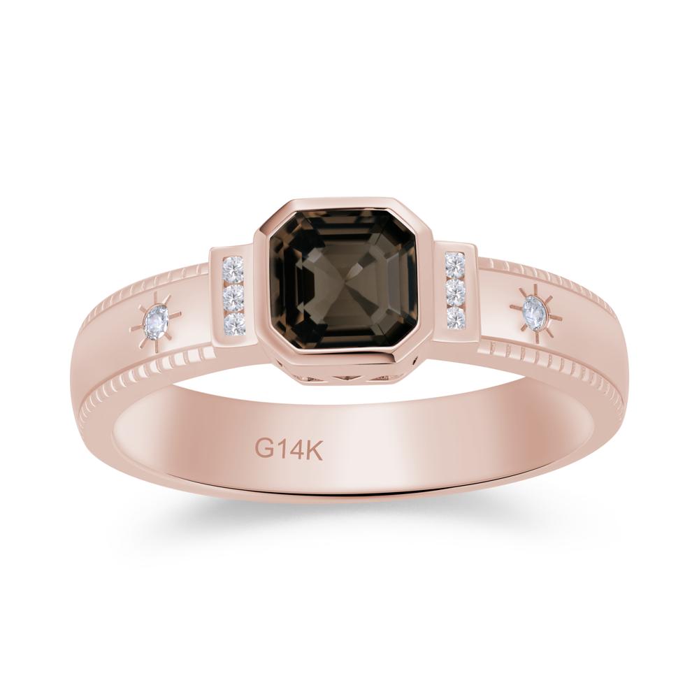 Vintage Asscher Cut Engraved Star Peridot Ring - LUO Jewelry #gemstone_Smoky Quartz