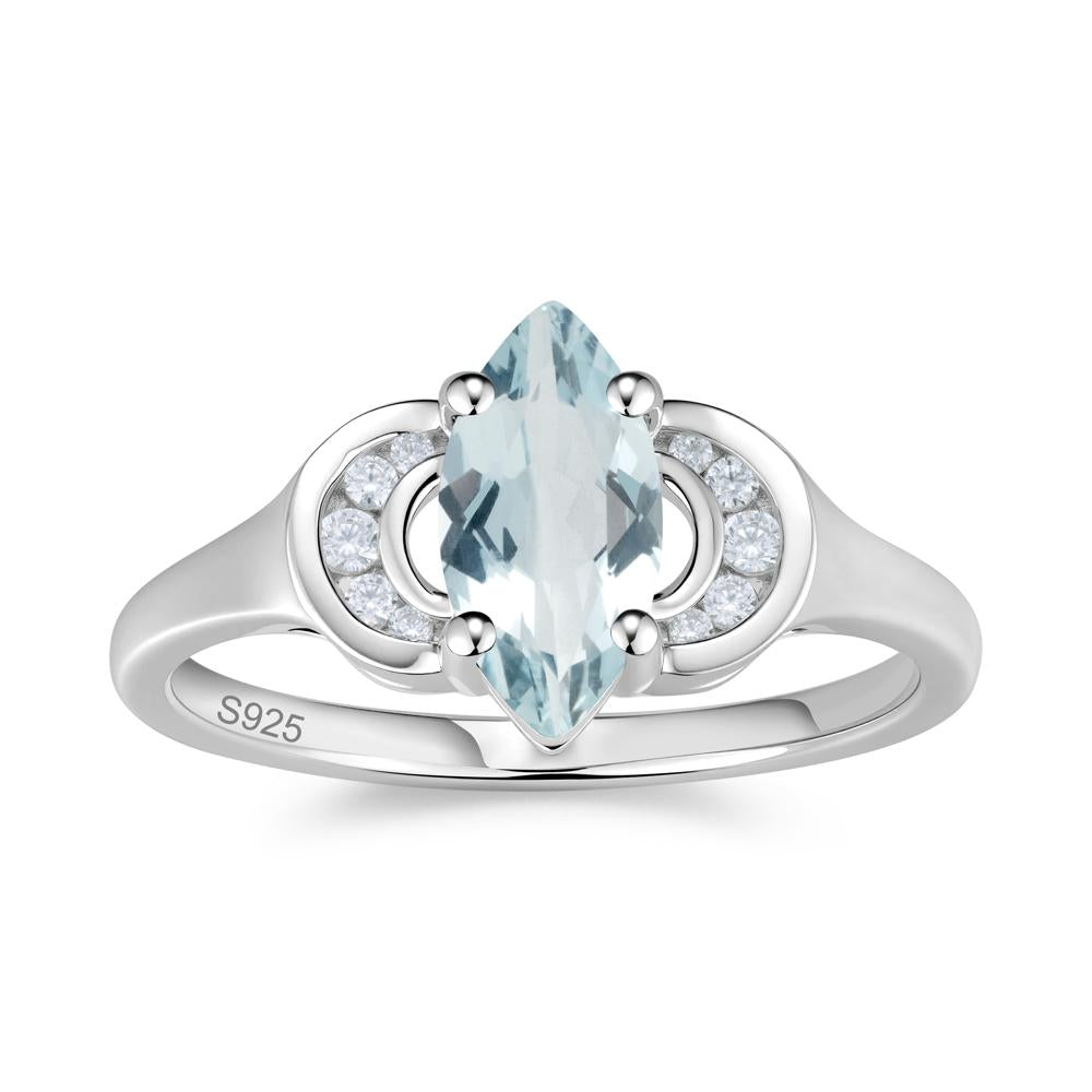 Romantic Lunar Halo Marquise Mystic Topaz Ring for Her - LUO Jewelry #gemstone_Aquamarine
