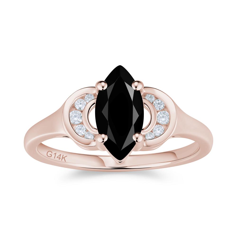 Romantic Lunar Halo Marquise Mystic Topaz Ring for Her - LUO Jewelry #gemstone_Black Spinel