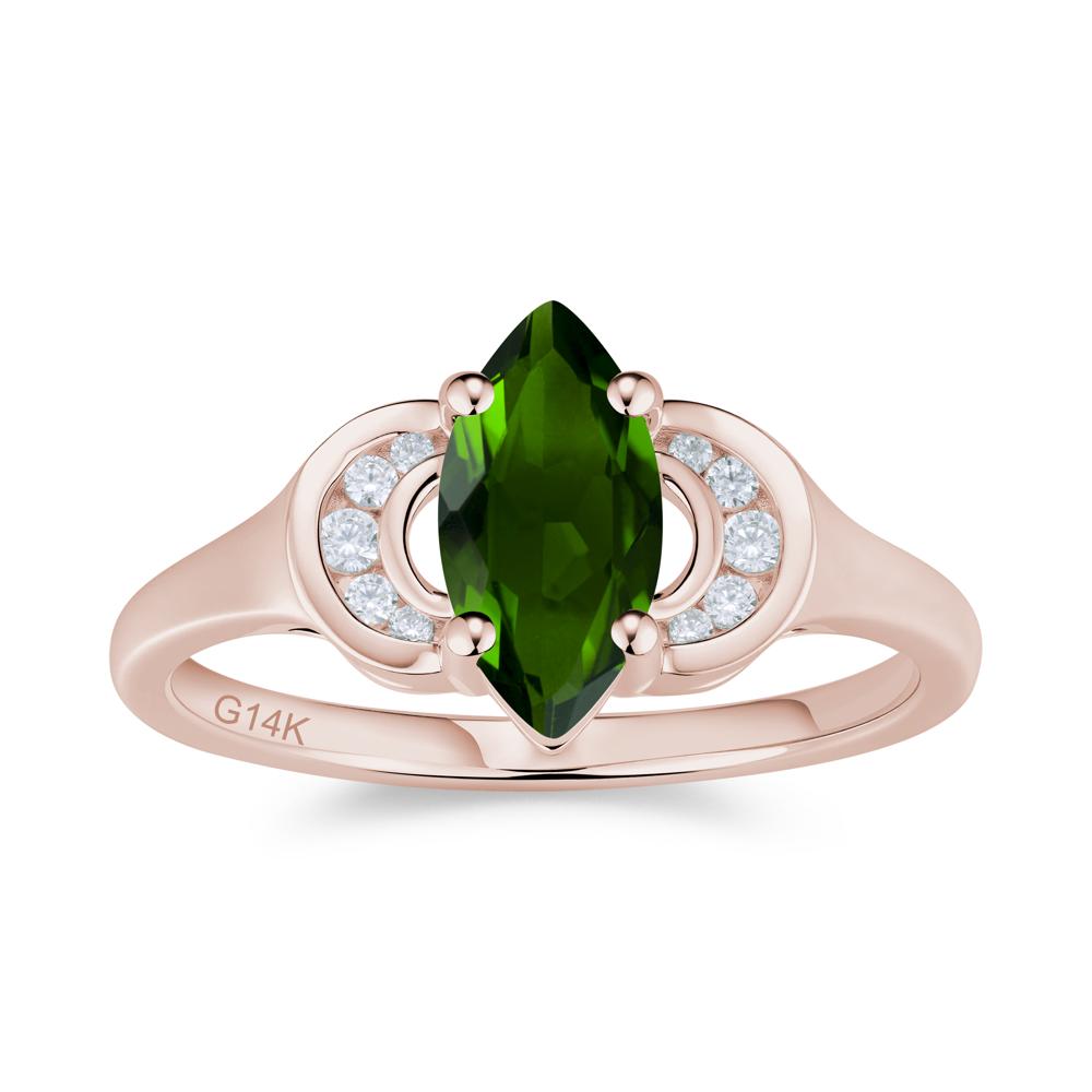 Romantic Lunar Halo Marquise Mystic Topaz Ring for Her - LUO Jewelry #gemstone_Diopside