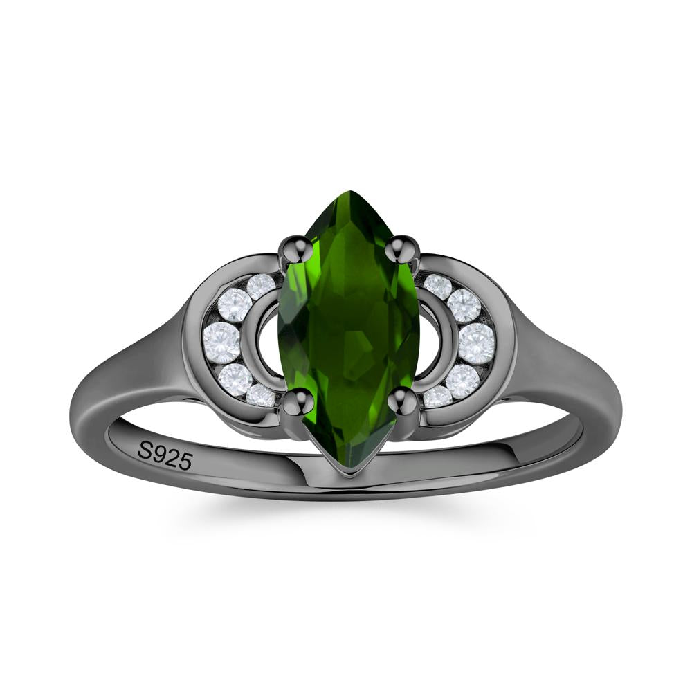 Romantic Lunar Halo Marquise Mystic Topaz Ring for Her - LUO Jewelry #gemstone_Diopside