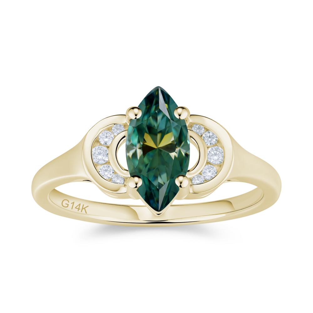 Romantic Lunar Halo Marquise Mystic Topaz Ring for Her - LUO Jewelry #gemstone_Green Moissanite