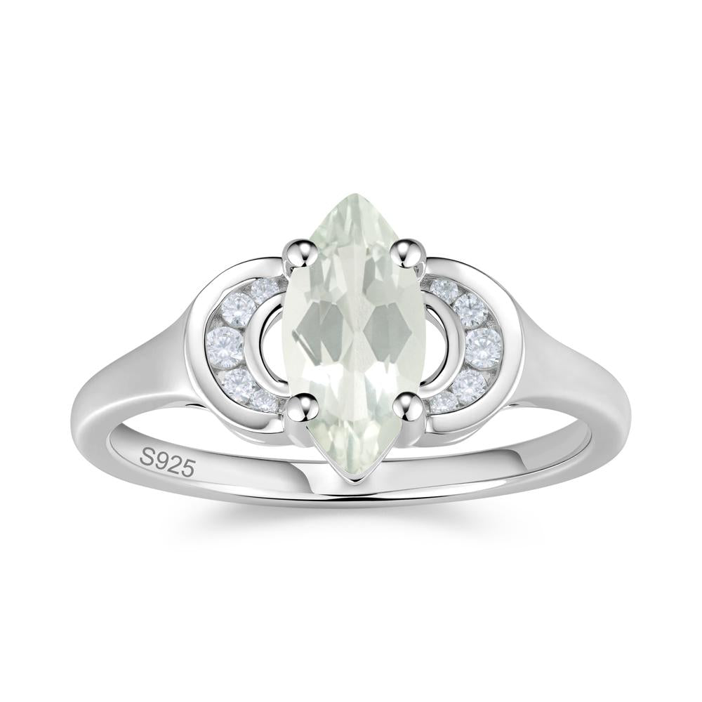 Romantic Lunar Halo Marquise Mystic Topaz Ring for Her - LUO Jewelry #gemstone_Green Amethyst